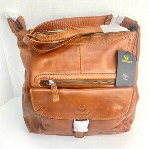 NEW Womens Donbolso Handmade 100% Premium Leather Shoulder Bag Handbag Brown NWT
